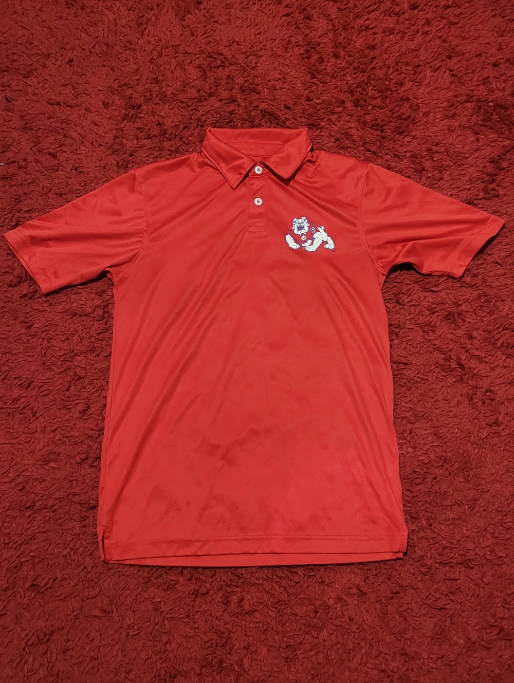 *BARELY WORN* Red Russell athletic Fresno State Bulldogs polo shirt mens size S